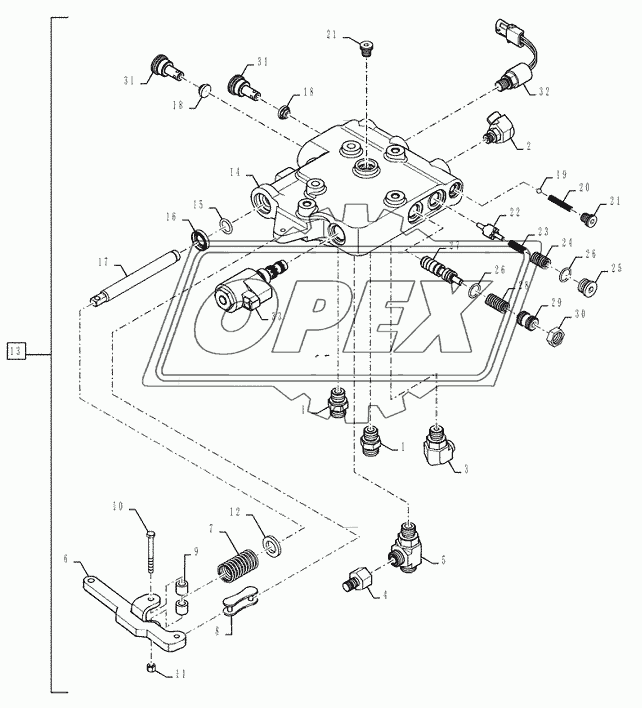 (33.110.03) - PARK BRAKE - VALVE ASSEMBLY AND FITTINGS, TOW/PARK BRAKE (NORTH AMERICA)