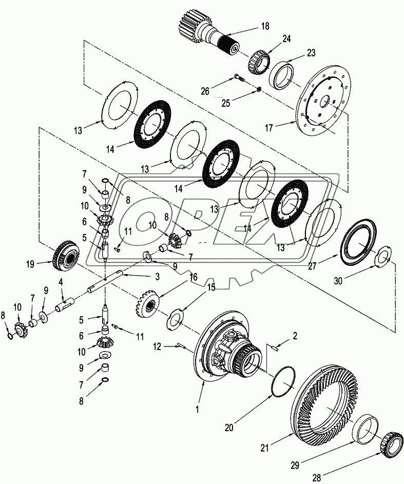 AXLE ASSY -  DIFFERENTIAL, WITH DIFFERENTIAL LOCKS (TJ375, TJ425)
