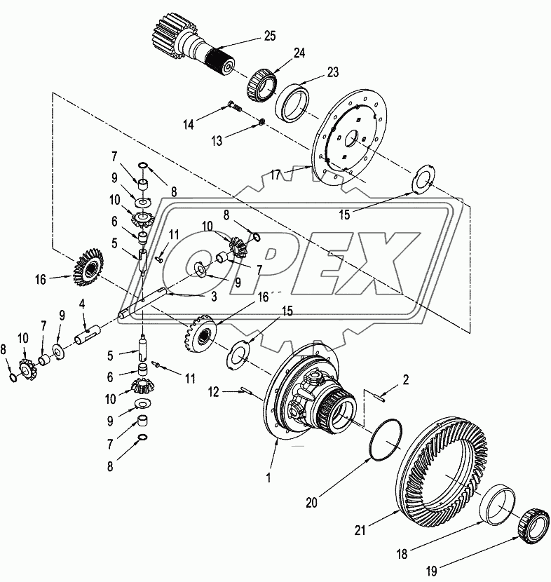 AXLE ASSY - DIFFERENTIAL, WITHOUT DIFFERENTIAL LOCKS (TJ375, TJ425)