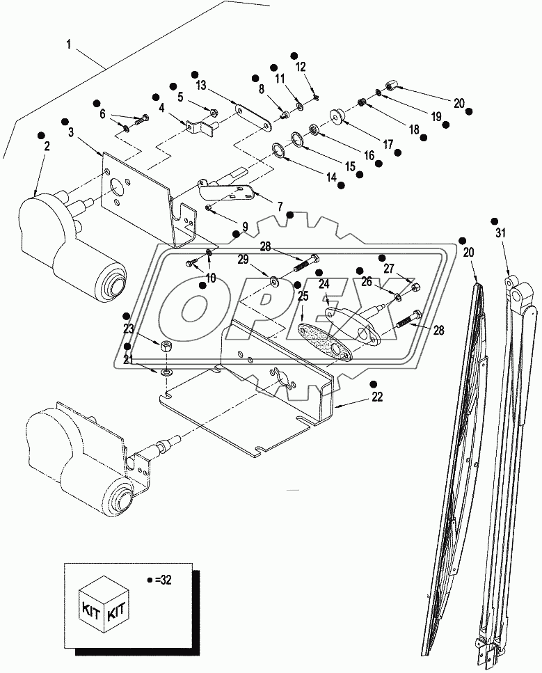 WIPER, WINDSHIELD - MOUNTING