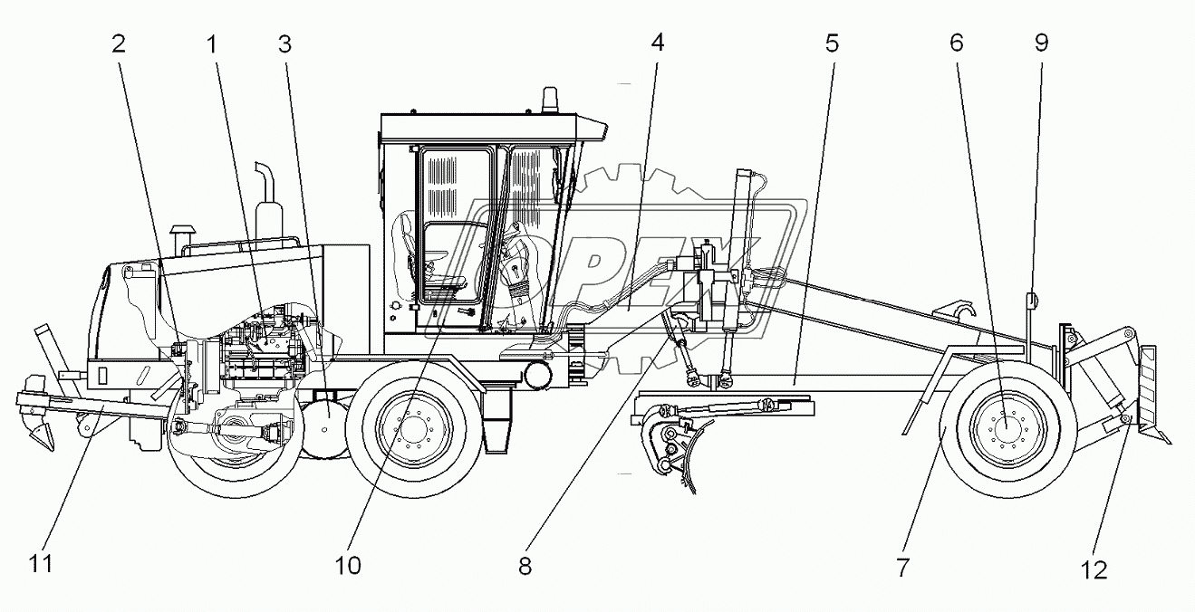 Схема деления автогрейдера ДЗ-122Б на составные части