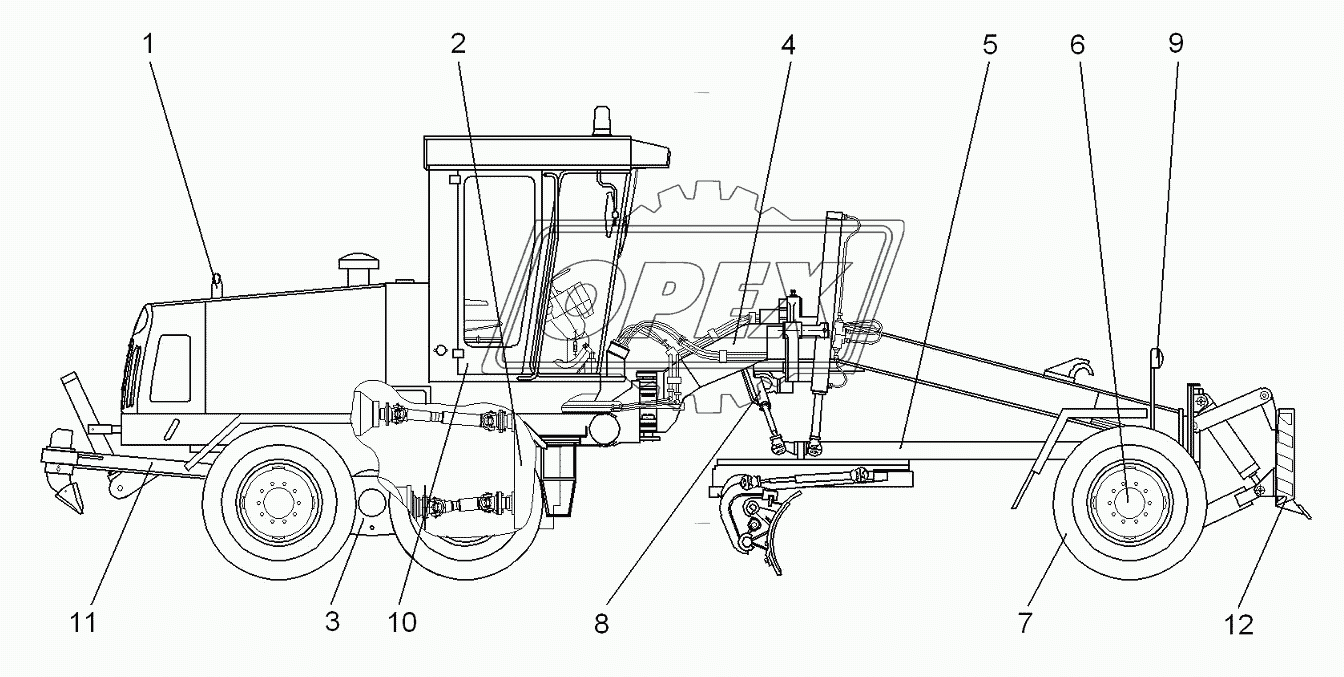 Схема деления автогрейдера ДЗ-122Б-6 на составные части