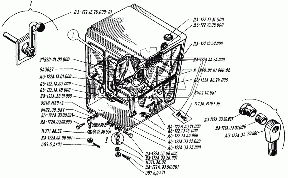 Установка кабины ДЗ-122А.33.00.000