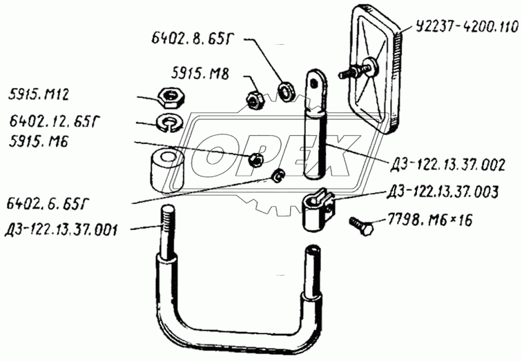 Установка зеркала ДЗ-122.13.37.000