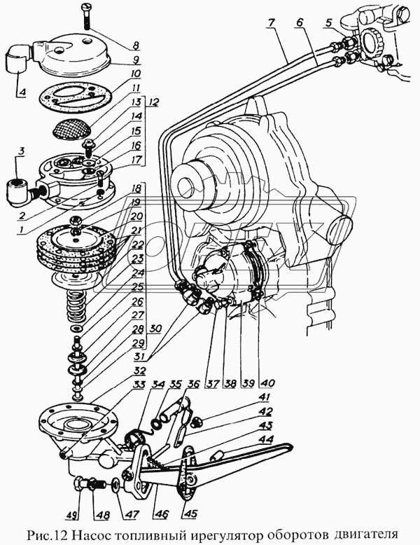 Насос топливный и регулятор оборотов двигателя