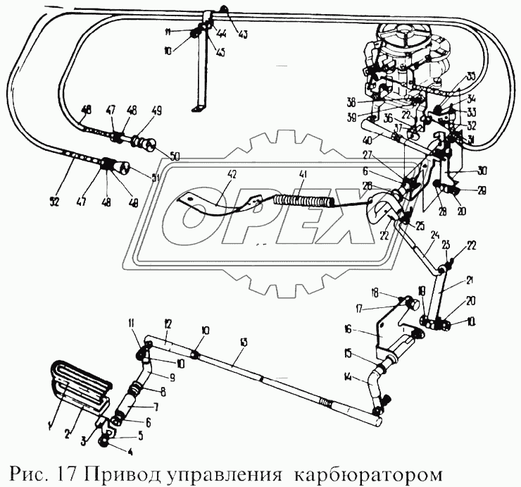 Привод управления карбюратором