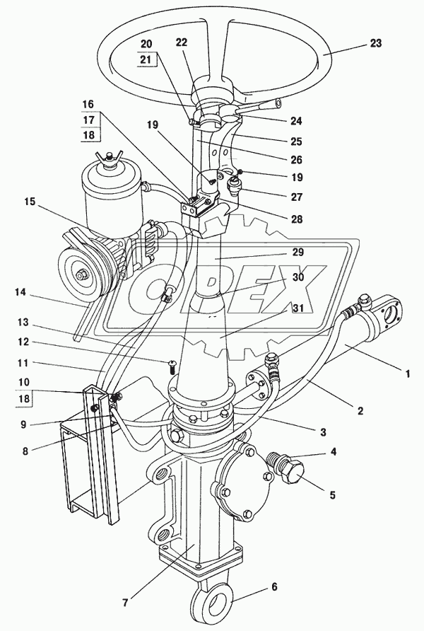 Рулевое управление с гидроусилителем и трубопроводами