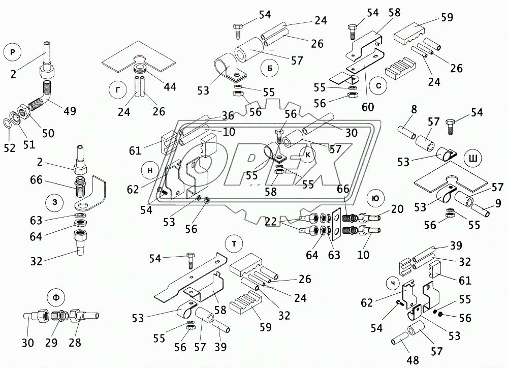 Схема пневматической системы тормозов с пневмоаппаратурой 2