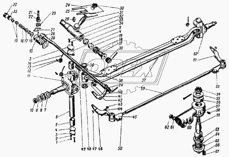 Ось передняя и рулевые тяги