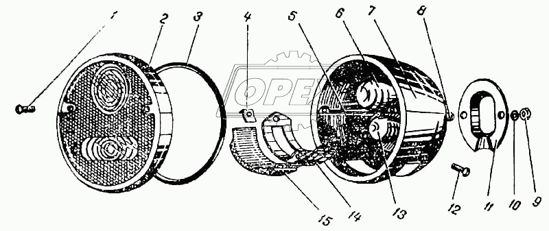 Фонарь освещения номерного знака