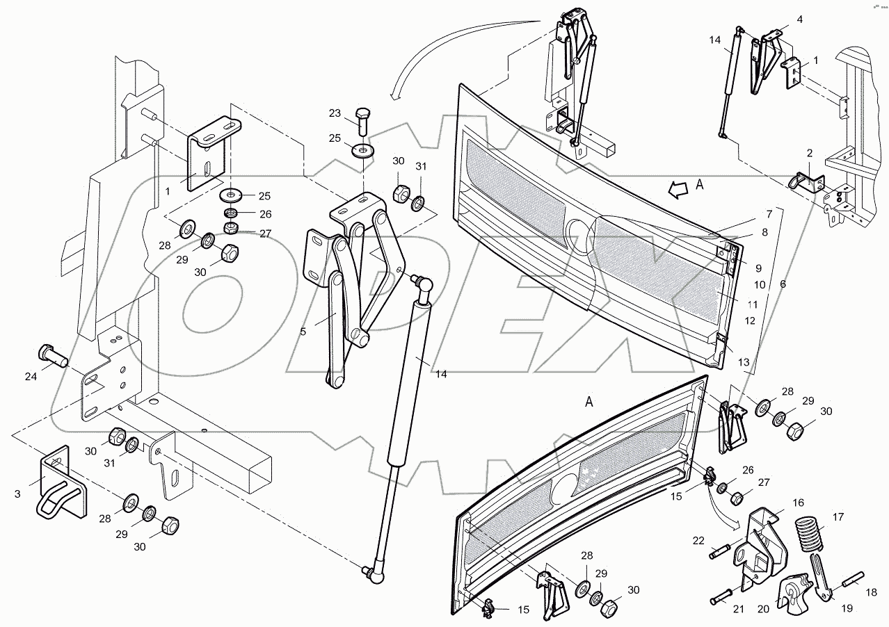  Установка деталей моторного люка
