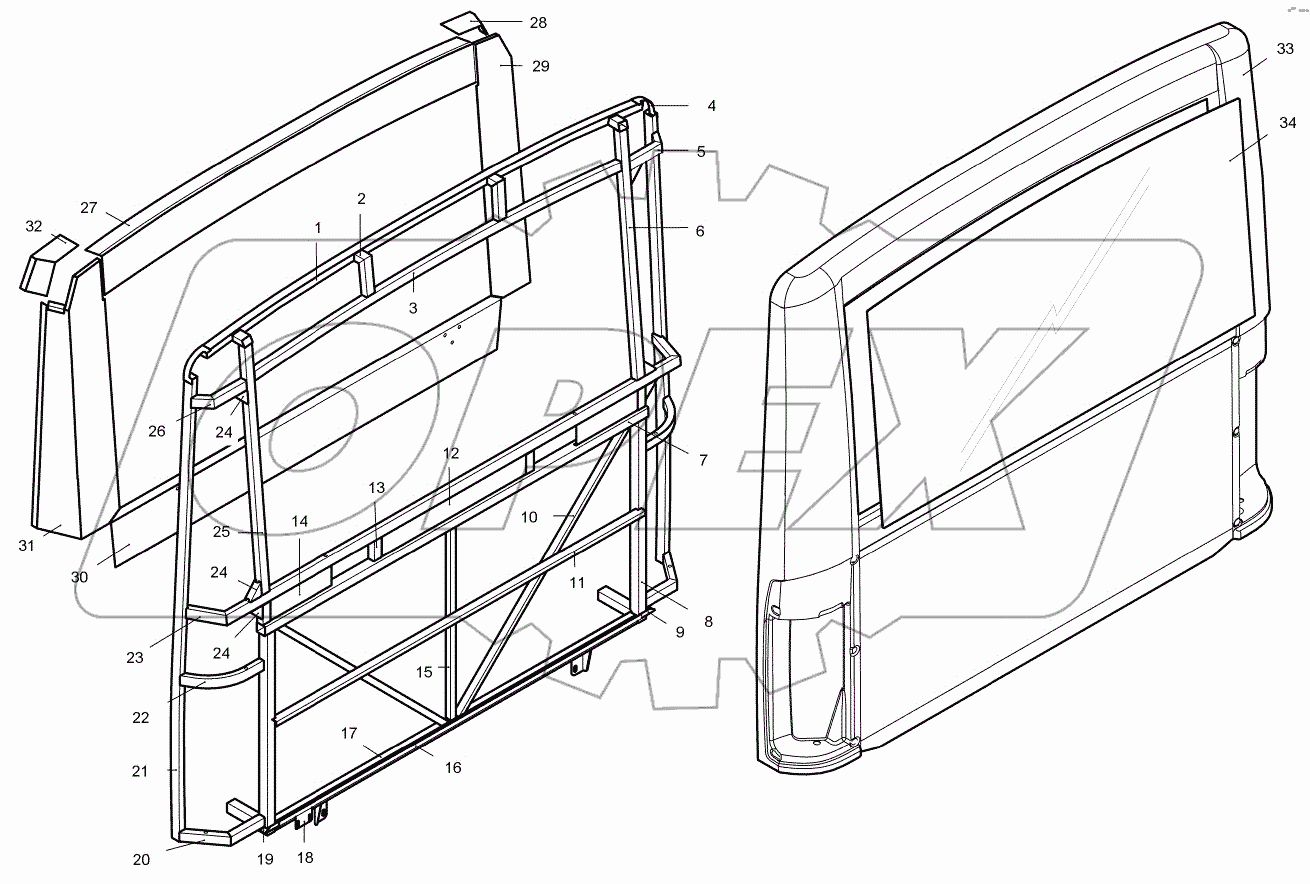  Каркас задка