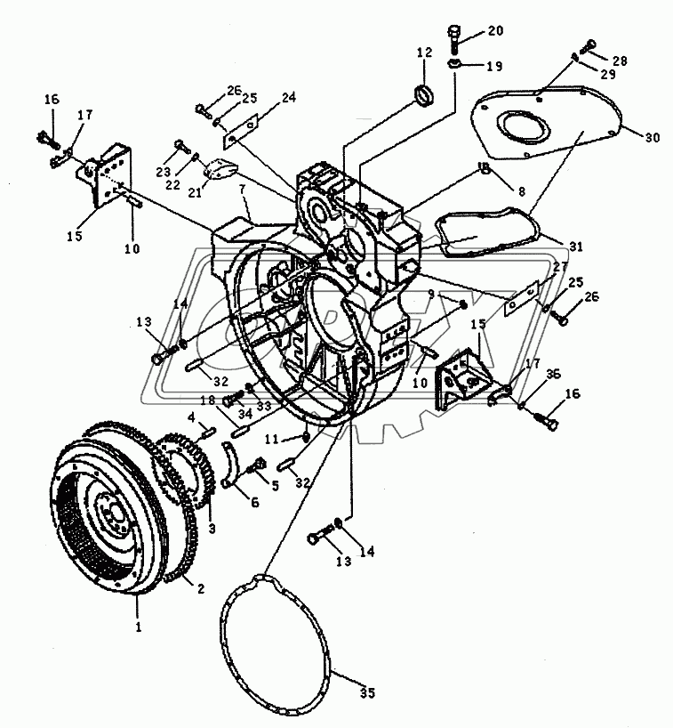 FLYWHEEL AND FLYWHEEL HOUSING (PD220Y-1, PD220YS)