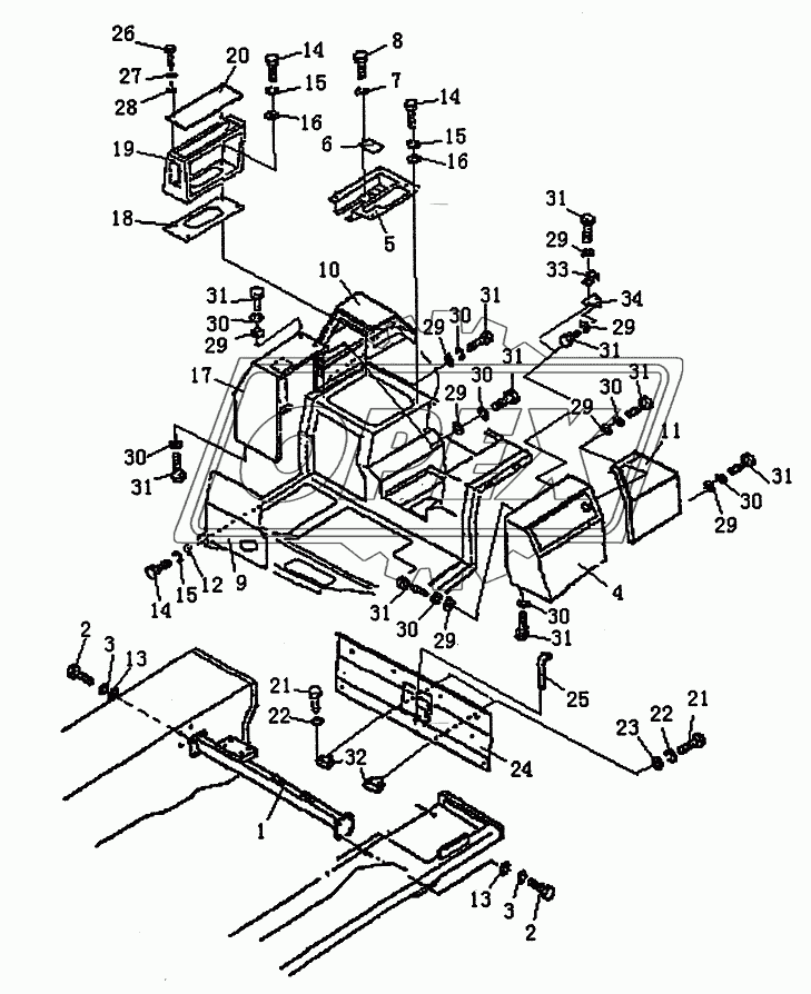 SUPPORT AND REAR COVER (PD220YS)