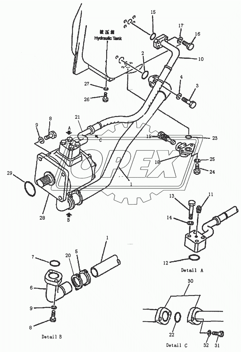HYDRAULIC PIPING (TANK TO PUMP) (PD220Y-1)
