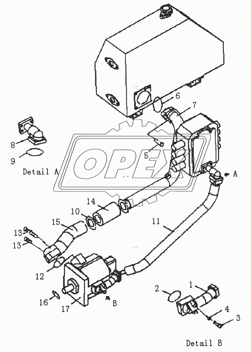 HYDRAULIC PIPING (TANK ТО PUMP) (PD220Y-2)