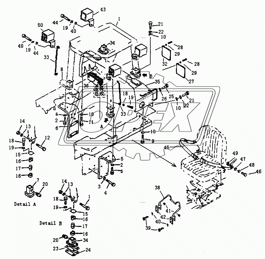 ROLL OVER PROTECTIVE STRUCTURE BRACKET PD320Y-2