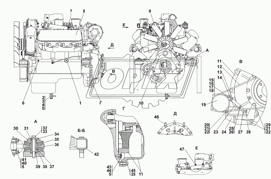 1102-01-2-01СП Установка двигателя ЯМЗ-236НД-2