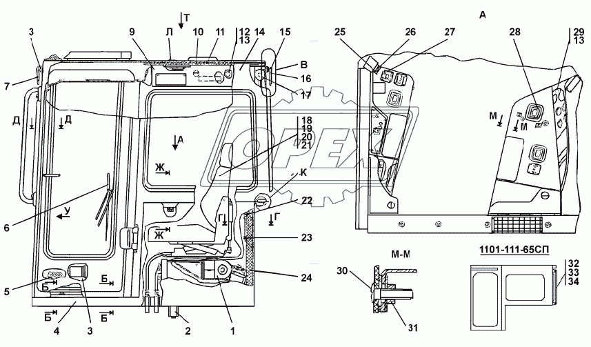 1101-111-63СП/-64СП/-65СП Кабина 1