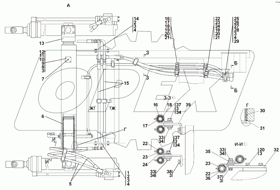 1512-26-11СП Установка гидроцилиндров
