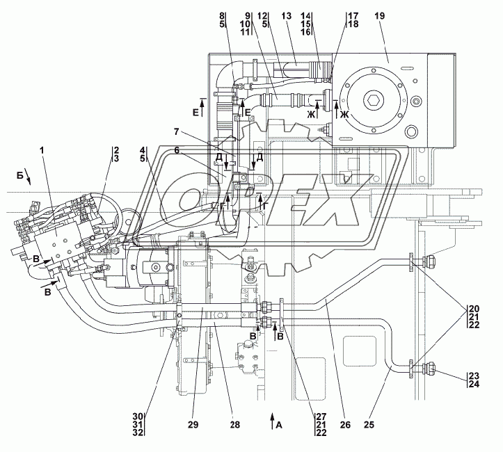 1522-26-1СП/-01СП/-02СП Установка гидросистемы 1