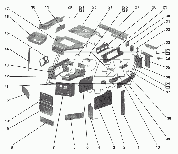 Машинокомплект деталей и сборочных единиц интерьера кабины «Четра»