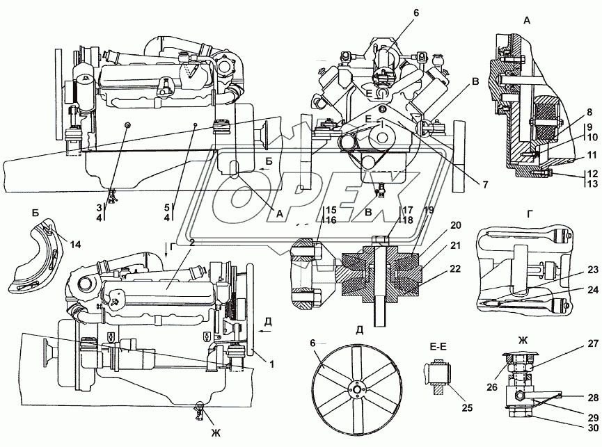 311502-01-1СП Установка двигателя ЯМЗ-238