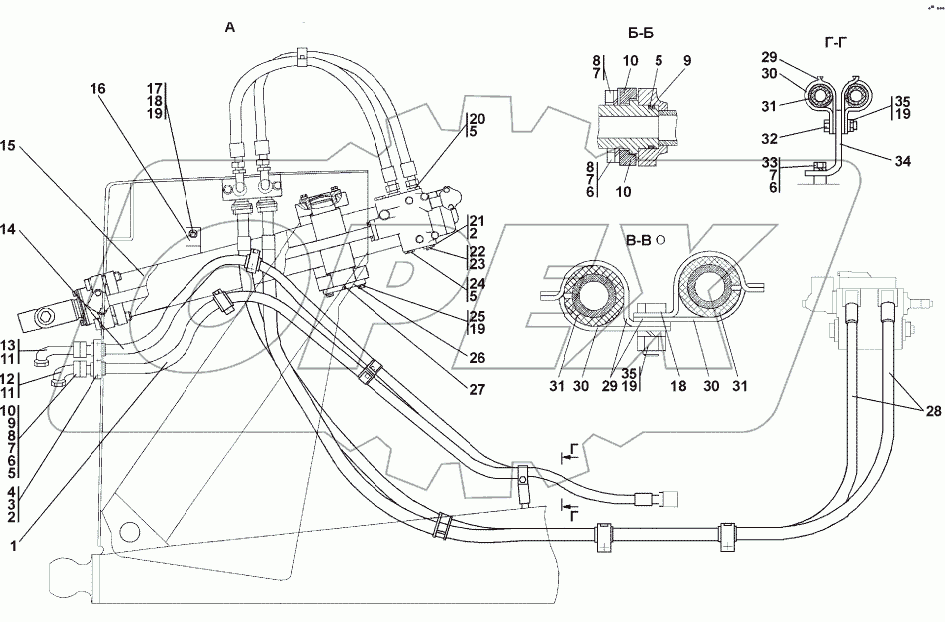3506-26-10СП/-01СП Установка гидроцилиндров