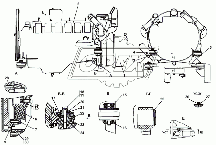 313502-01-1СП Установка двигателя ЯМЗ-850.10