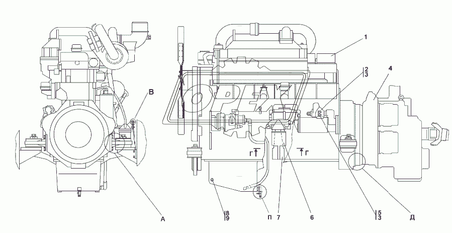 313506-01-1СП Установка двигателя КТТА19-С520 1