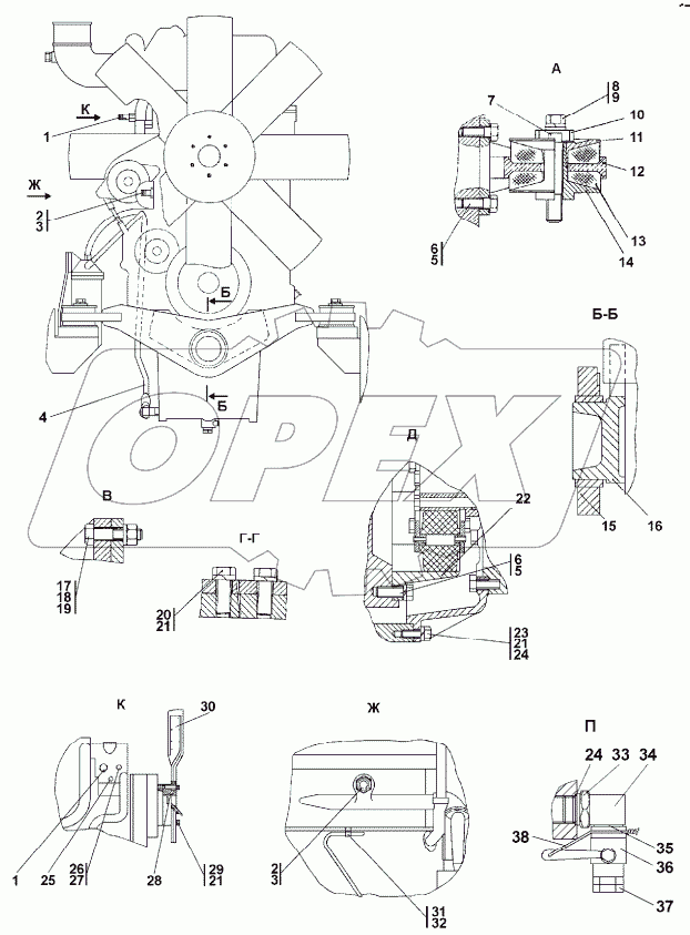 313506-01-1СП Установка двигателя КТТА19-С520