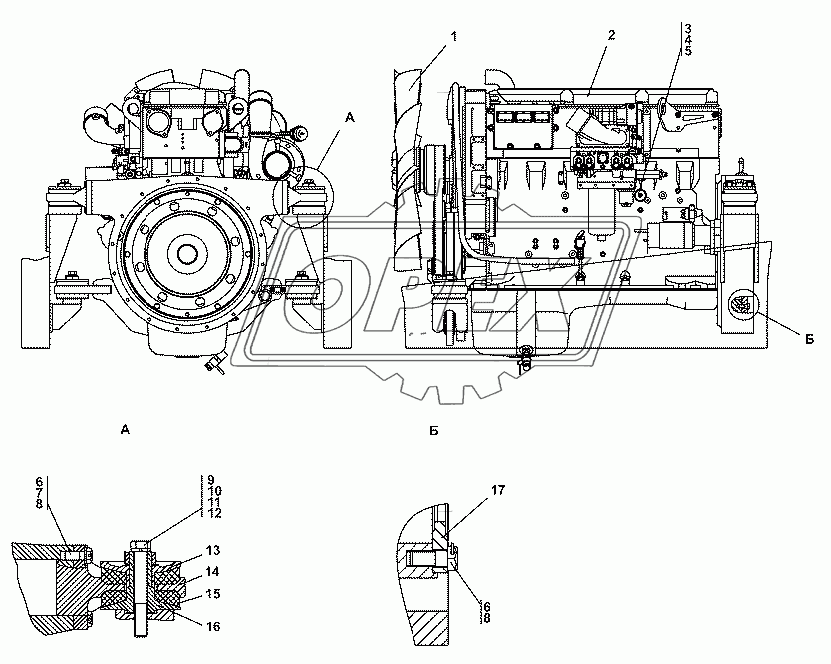 313516-01-1СП Установка двигателя QSX15-C500 1