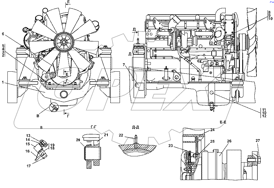 313516-01-1СП Установка двигателя QSX15-C500