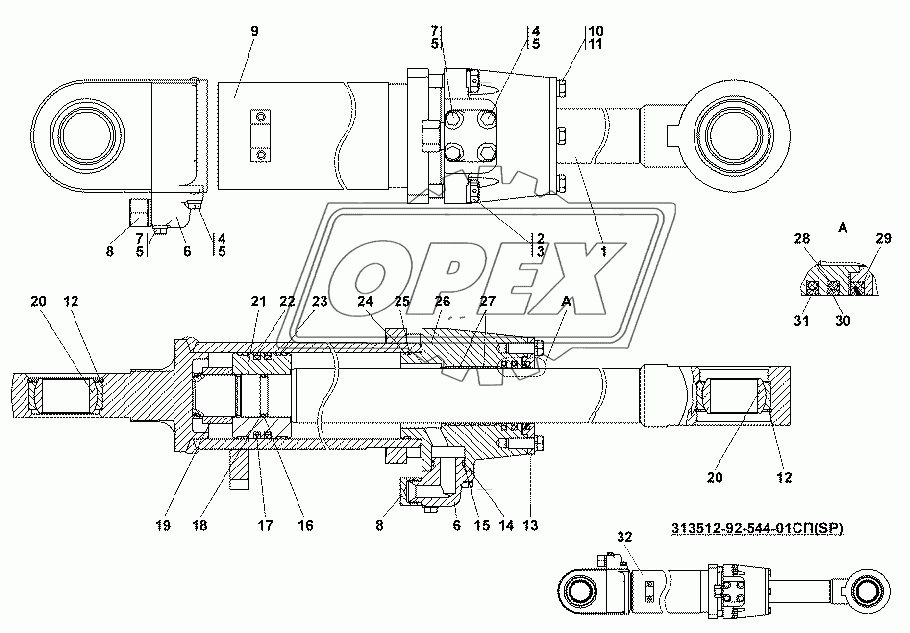 313512-92-544СП/-01СП Гидроцилиндр d.100