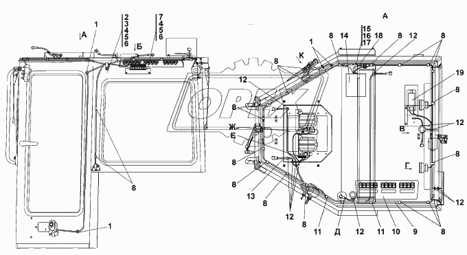 Электрооборудование крыши кабины 1