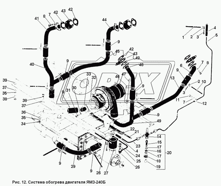 Система обогрева двигателя ЯМЗ-240Б