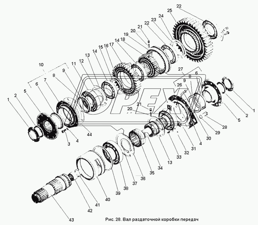 Вал раздаточной коробки передач