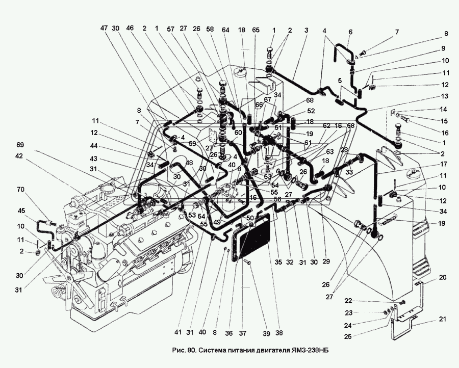 Система питания двигателя ЯМЗ-238НБ