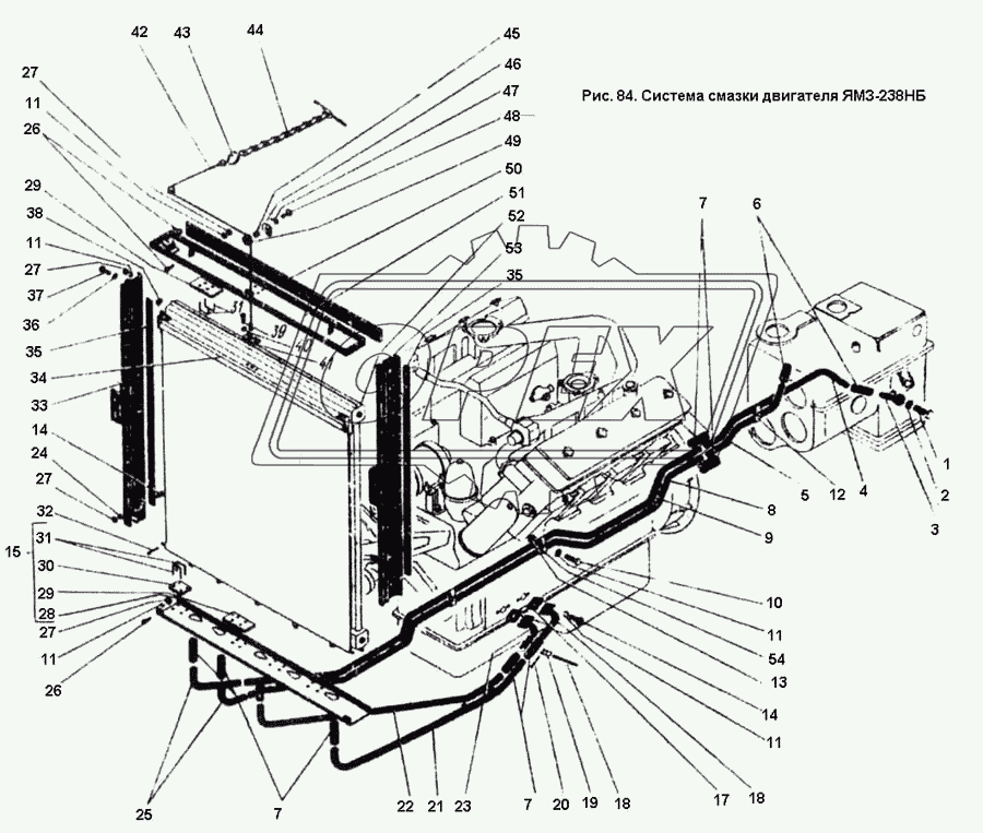 Система смазки двигателя ЯМЗ-238НБ