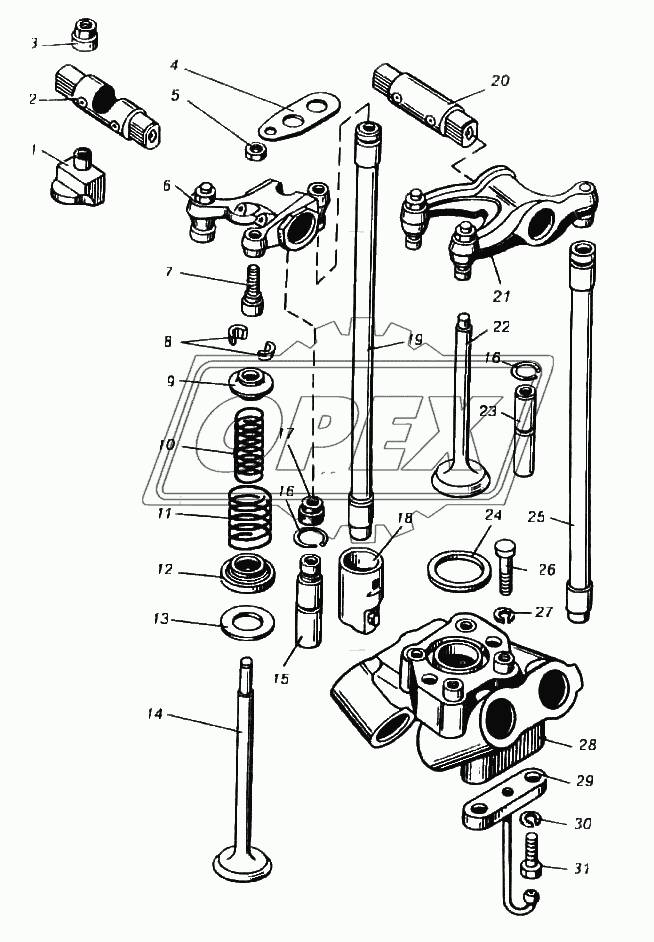 Клапаны и толкатели двигателя ЯМЗ-8423.10