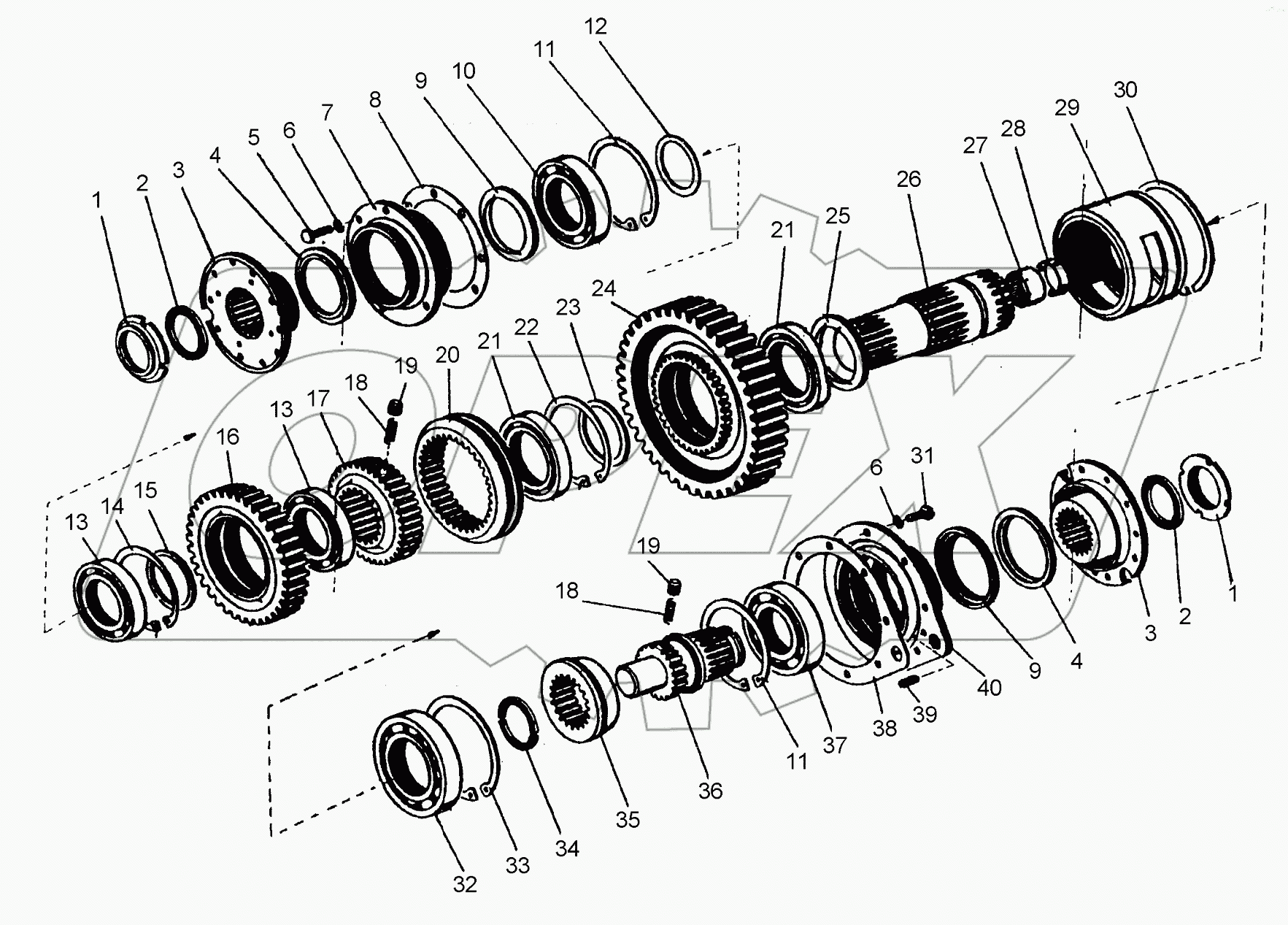  Вал раздаточный