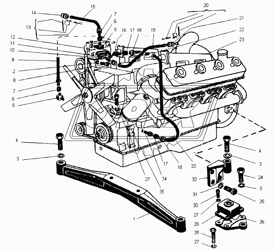 Установка двигателя ЯМЗ-238НД4 (К-703МА-12)