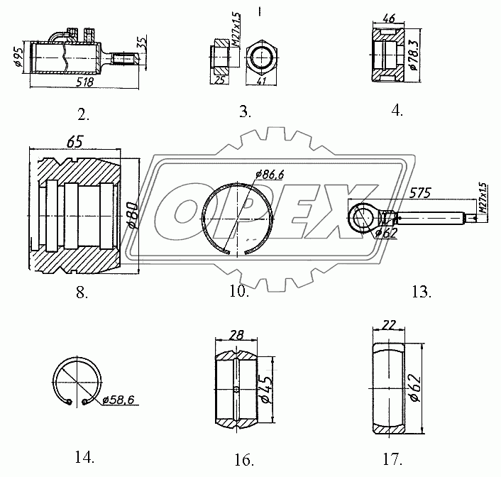 Гидроцилиндр ДМ-70.004.100-04 (деталировка)