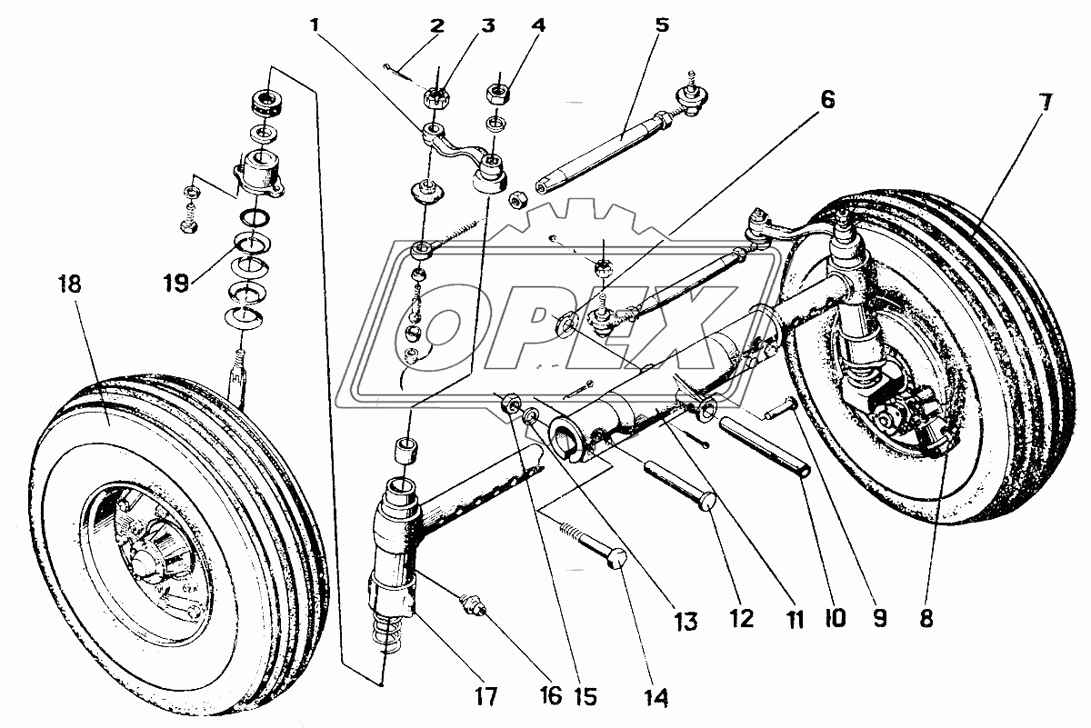 Передняя ось с колесами СПТ19000