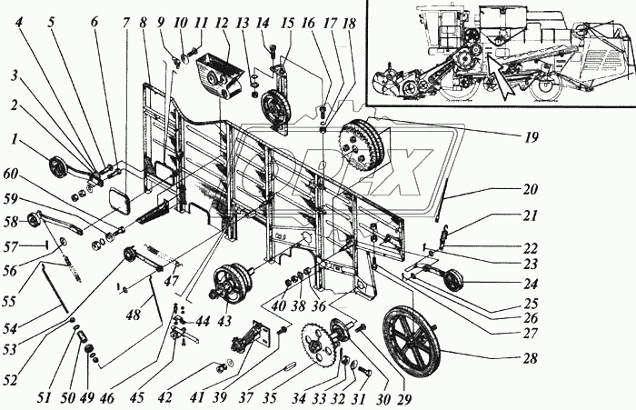 Панель левая каркаса молотилки