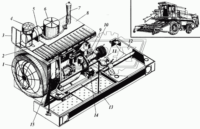 Установка моторно-силовая комбайна с двигателем СМД-23