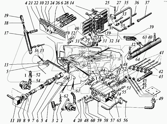 Гидрооборудование комбайна с установкой двигателя ЯМЗ-238АК