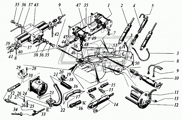 Гидрооборудование комбайна с установкой двигателя Д-451/61