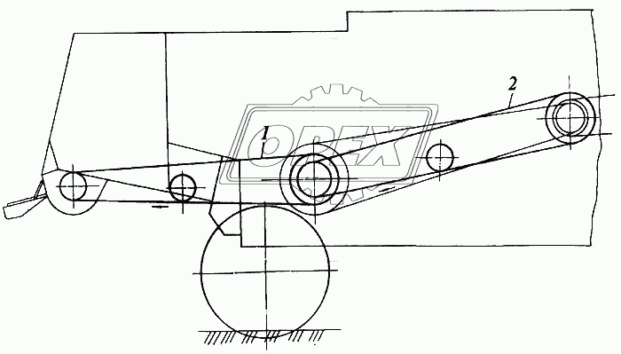 Схема ременных передач измельчителя-разбрасывателя (правая сторона)