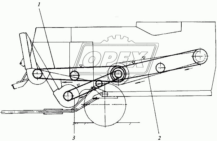 Схема передач измельчителя ПКН-1500 (правая сторона)